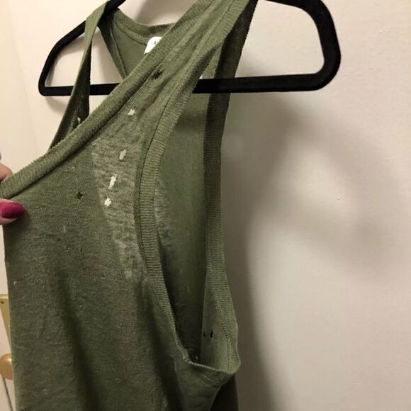 IRO Doris Green Linen Racerback Tank Top, Size 0. #7 - Picture 4 of 6